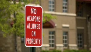 No Weapons Allowed on Property (Posted sign)